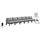  Meridian Nizuc 180" Grey Water Resistant Fabric Upholstered 6 pc Outdoor Patio Armless Modular IMAGE 9