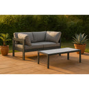  Meridian Nizuc 60" Grey Water Resistant Fabric Upholstered 2 pc Outdoor Patio Modular Loveseat IMAGE 2