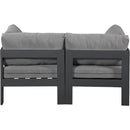  Meridian Nizuc 60" Grey Water Resistant Fabric Upholstered 2 pc Outdoor Patio Modular Loveseat IMAGE 3
