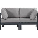  Meridian Nizuc 60" Grey Water Resistant Fabric Upholstered 2 pc Outdoor Patio Modular Loveseat IMAGE 5