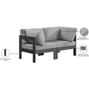  Meridian Nizuc 60" Grey Water Resistant Fabric Upholstered 2 pc Outdoor Patio Modular Loveseat IMAGE 9