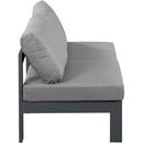  Meridian Nizuc 60" Grey Water Resistant Fabric Upholstered 2 pc Outdoor Patio Armless Modular IMAGE 4