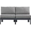  Meridian Nizuc 60" Grey Water Resistant Fabric Upholstered 2 pc Outdoor Patio Armless Modular IMAGE 5