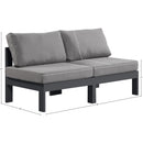  Meridian Nizuc 60" Grey Water Resistant Fabric Upholstered 2 pc Outdoor Patio Armless Modular IMAGE 8