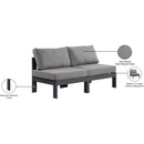  Meridian Nizuc 60" Grey Water Resistant Fabric Upholstered 2 pc Outdoor Patio Armless Modular IMAGE 9
