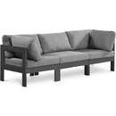  Meridian Nizuc 90" Grey Water Resistant Fabric Upholstered 3 pc Outdoor Patio Modular Sofa IMAGE 1