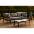  Meridian Nizuc 90" Grey Water Resistant Fabric Upholstered 3 pc Outdoor Patio Modular Sofa IMAGE 2