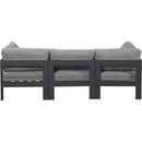  Meridian Nizuc 90" Grey Water Resistant Fabric Upholstered 3 pc Outdoor Patio Modular Sofa IMAGE 3