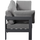  Meridian Nizuc 90" Grey Water Resistant Fabric Upholstered 3 pc Outdoor Patio Modular Sofa IMAGE 4