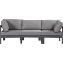  Meridian Nizuc 90" Grey Water Resistant Fabric Upholstered 3 pc Outdoor Patio Modular Sofa IMAGE 5