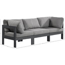  Meridian Nizuc 90" Grey Water Resistant Fabric Upholstered 3 pc Outdoor Patio Modular Sofa IMAGE 8