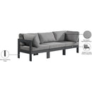  Meridian Nizuc 90" Grey Water Resistant Fabric Upholstered 3 pc Outdoor Patio Modular Sofa IMAGE 9