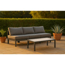  Meridian Nizuc 90" Grey Water Resistant Fabric Upholstered 3 pc Outdoor Patio Armless Modular IMAGE 2