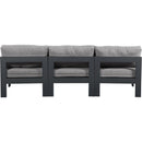  Meridian Nizuc 90" Grey Water Resistant Fabric Upholstered 3 pc Outdoor Patio Armless Modular IMAGE 3