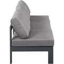  Meridian Nizuc 90" Grey Water Resistant Fabric Upholstered 3 pc Outdoor Patio Armless Modular IMAGE 4