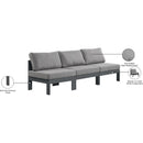  Meridian Nizuc 90" Grey Water Resistant Fabric Upholstered 3 pc Outdoor Patio Armless Modular IMAGE 9