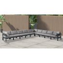  Meridian Nizuc 180" Grey Water Resistant Fabric Upholstered 10 pc Outdoor Patio Modular Sectional IMAGE 2