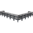  Meridian Nizuc 180" Grey Water Resistant Fabric Upholstered 10 pc Outdoor Patio Modular Sectional IMAGE 3
