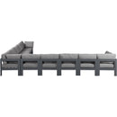  Meridian Nizuc 180" Grey Water Resistant Fabric Upholstered 10 pc Outdoor Patio Modular Sectional IMAGE 4