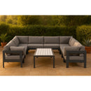  Meridian Nizuc 120" Grey Water Resistant Fabric Upholstered 10 pc Outdoor Patio Modular Sectional IMAGE 2