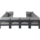  Meridian Nizuc 120" Grey Water Resistant Fabric Upholstered 10 pc Outdoor Patio Modular Sectional IMAGE 3