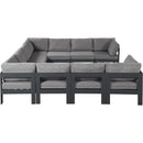  Meridian Nizuc 120" Grey Water Resistant Fabric Upholstered 10 pc Outdoor Patio Modular Sectional IMAGE 4