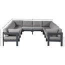 Meridian Nizuc 120" Grey Water Resistant Fabric Upholstered 10 pc Outdoor Patio Modular Sectional IMAGE 7