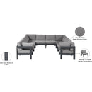  Meridian Nizuc 120" Grey Water Resistant Fabric Upholstered 10 pc Outdoor Patio Modular Sectional IMAGE 8
