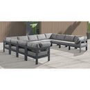  Meridian Nizuc 150" Grey Water Resistant Fabric Upholstered 11 pc Outdoor Patio Modular Sectional IMAGE 2