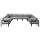  Meridian Nizuc 150" Grey Water Resistant Fabric Upholstered 11 pc Outdoor Patio Modular Sectional IMAGE 7