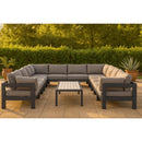  Meridian Nizuc 120" Grey Water Resistant Fabric Upholstered 12 pc Outdoor Patio Modular Sectional IMAGE 2
