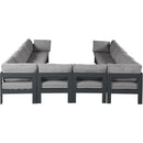  Meridian Nizuc 120" Grey Water Resistant Fabric Upholstered 12 pc Outdoor Patio Modular Sectional IMAGE 3