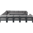  Meridian Nizuc 120" Grey Water Resistant Fabric Upholstered 12 pc Outdoor Patio Modular Sectional IMAGE 4