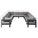  Meridian Nizuc 120" Grey Water Resistant Fabric Upholstered 12 pc Outdoor Patio Modular Sectional IMAGE 7