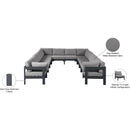  Meridian Nizuc 120" Grey Water Resistant Fabric Upholstered 12 pc Outdoor Patio Modular Sectional IMAGE 8