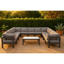  Meridian Nizuc 150" Grey Water Resistant Fabric Upholstered 13 pc Outdoor Patio Modular Sectional IMAGE 2