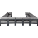  Meridian Nizuc 150" Grey Water Resistant Fabric Upholstered 13 pc Outdoor Patio Modular Sectional IMAGE 3