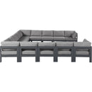  Meridian Nizuc 150" Grey Water Resistant Fabric Upholstered 13 pc Outdoor Patio Modular Sectional IMAGE 4
