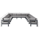  Meridian Nizuc 150" Grey Water Resistant Fabric Upholstered 13 pc Outdoor Patio Modular Sectional IMAGE 7