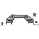  Meridian Nizuc 150" Grey Water Resistant Fabric Upholstered 13 pc Outdoor Patio Modular Sectional IMAGE 8