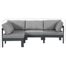  Meridian Nizuc 90" Grey Water Resistant Fabric Upholstered 4 pc Outdoor Patio Modular Sectional IMAGE 11