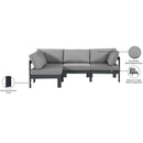  Meridian Nizuc 90" Grey Water Resistant Fabric Upholstered 4 pc Outdoor Patio Modular Sectional IMAGE 12