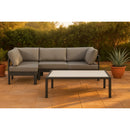  Meridian Nizuc 90" Grey Water Resistant Fabric Upholstered 4 pc Outdoor Patio Modular Sectional IMAGE 2
