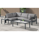 Meridian Nizuc 90" Grey Water Resistant Fabric Upholstered 4 pc Outdoor Patio Modular Sectional IMAGE 3