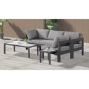  Meridian Nizuc 90" Grey Water Resistant Fabric Upholstered 4 pc Outdoor Patio Modular Sectional IMAGE 4