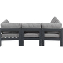  Meridian Nizuc 90" Grey Water Resistant Fabric Upholstered 4 pc Outdoor Patio Modular Sectional IMAGE 5