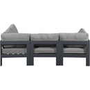  Meridian Nizuc 90" Grey Water Resistant Fabric Upholstered 4 pc Outdoor Patio Modular Sectional IMAGE 6
