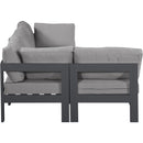  Meridian Nizuc 90" Grey Water Resistant Fabric Upholstered 4 pc Outdoor Patio Modular Sectional IMAGE 7