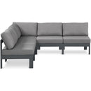  Meridian Nizuc 90" Grey Water Resistant Fabric Upholstered 5 pc Outdoor Patio Modular Sectional IMAGE 1