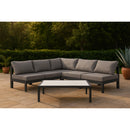  Meridian Nizuc 90" Grey Water Resistant Fabric Upholstered 5 pc Outdoor Patio Modular Sectional IMAGE 2